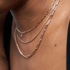 Half Gourmette & Half Link Chain Necklace - Rose Gold Plated