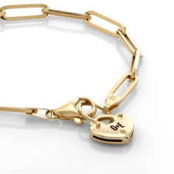 Heart Charm Lock Bracelet - 14k Solid Gold