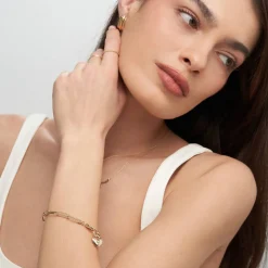 Heart Charm Lock Bracelet - 14k Solid Gold