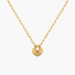 Heart Charm Lock Necklace - Gold Vermeil