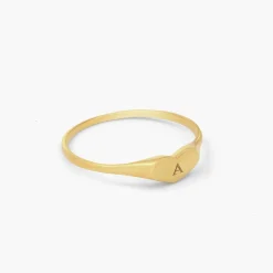 Heart Signet Ring with Initial - Gold Vermeil