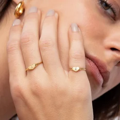 Heart Signet Ring with Initial - Gold Vermeil