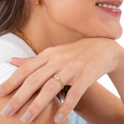 Heart Signet Ring with Initial - 14k Solid Gold