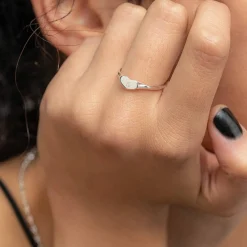 Heart Signet Ring with Initial - Silver