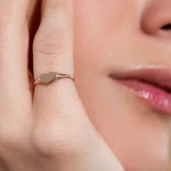 Heart Signet Ring with Initial - Rose Gold Vermeil