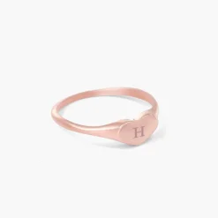 Heart Signet Ring with Initial - Rose Gold Vermeil
