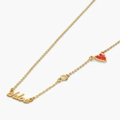 Heartbeat Name Necklace with Diamond- 14K Solid Gold