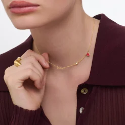 Heartbeat Name Necklace with Diamond- 14K Solid Gold