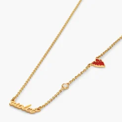 Heartbeat Name Necklace with Diamond- Gold Vermeil