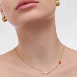 Heartbeat Name Necklace with Diamond- Gold Vermeil