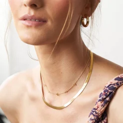 Herringbone Chain Necklace - Gold Vermeil
