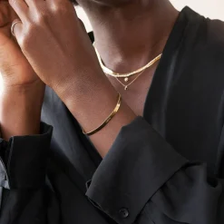 Herringbone Engraved Bracelet - Gold Vermeil