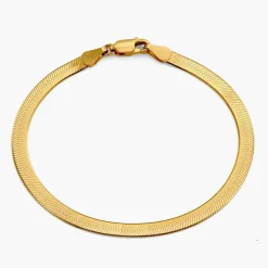 Herringbone Engraved Bracelet - Gold Vermeil