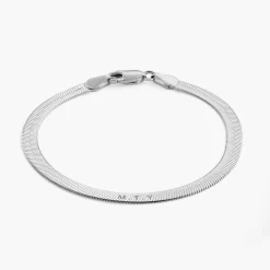 Herringbone Engraved Bracelet - Silver