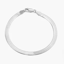 Herringbone Engraved Bracelet - Silver