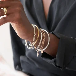 Herringbone Engraved Bracelet - Silver