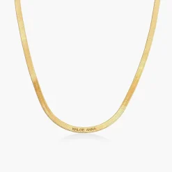Herringbone Engraved Slim Chain Necklace - Gold Vermeil