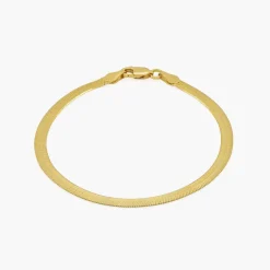 Herringbone Engraved Slim Bracelet - Gold Vermeil