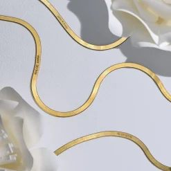 Herringbone Engraved Slim Bracelet - Gold Plated