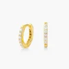Huggie Hoop Earring with Cubic Zirconia - Gold Plated
