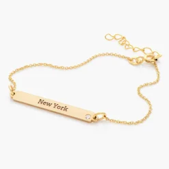 ID Name Bracelet with Diamond - 14k Solid Gold