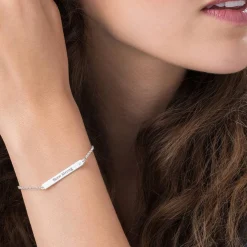 ID Name Bracelet with Diamond - Silver
