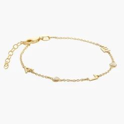 Inez Initial Bracelet/Anklet with Diamonds - Gold Vermeil