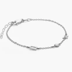 Inez Initial Bracelet/Anklet with Diamonds - Silver