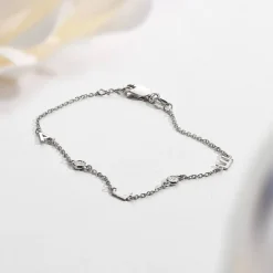 Inez Initial Bracelet/Anklet with Diamonds - Silver