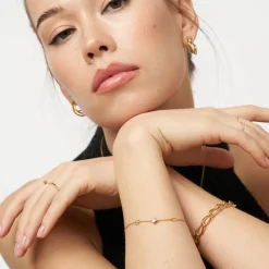 Inez Initial Bracelet/anklet With 0.2 Ct Heart Diamond Shape - Gold Vermeil