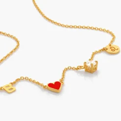 Inez Initial Heart Necklace With Premium Diamond - Gold Vermeil