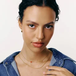 Inez Initial Heart Necklace with Diamond - Gold Vermeil