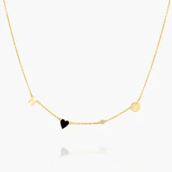 Inez Initial Heart Necklace with Diamond - Gold Vermeil