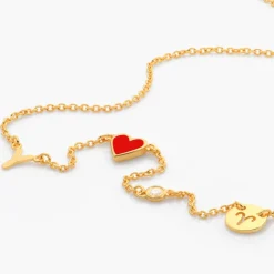 Inez Initial Heart Necklace with Diamond - Gold Vermeil