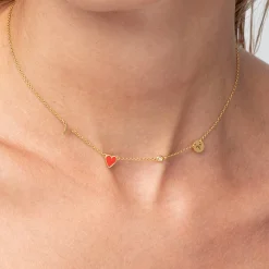 Inez Initial Heart Necklace with Diamond - Gold Vermeil