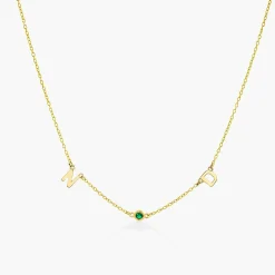 Inez Initial Necklace With Gemstones - Gold Vermeil