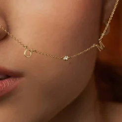 Inez Initial Necklace with Diamonds - Gold Vermeil