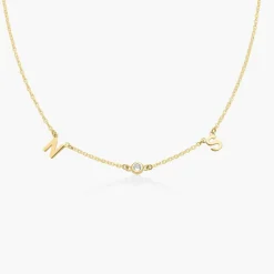 Inez Initial Necklace with Diamonds - Gold Vermeil