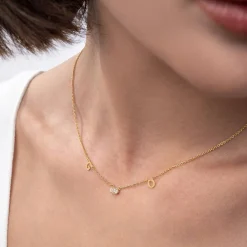 Inez Initial Necklace With 0.3 ct Premium Diamond - Gold Vermeil