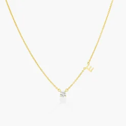 Inez Initial Necklace With 0.3 ct Premium Diamond - Gold Vermeil