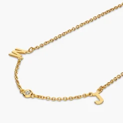 Inez Initial Necklace with Diamonds - Gold Plated