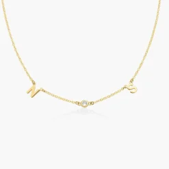 Inez Initial Necklace with Diamonds - Gold Plated