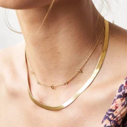Inez Initial Necklace with Diamonds - Gold Plated