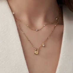 Initial Lock Necklace With 0.3ct Diamond - Gold Vermeil