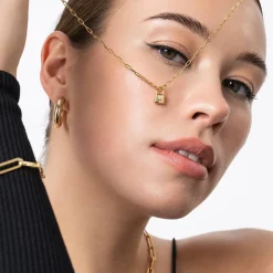 Initial Lock Necklace with Diamonds - Gold Vermeil