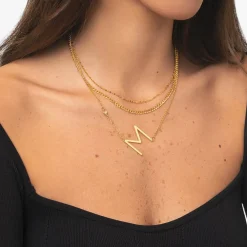 Initial Necklace with Diamond - Gold Vermeil