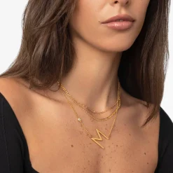 Initial Necklace with Diamond - Gold Vermeil