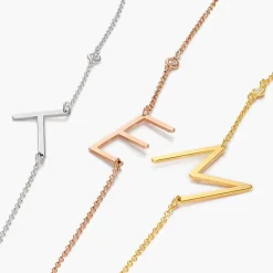 Initial Necklace with Diamond - Gold Vermeil