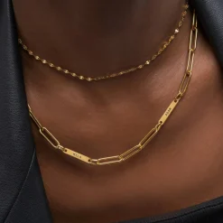 Ivy Name Paperclip Chain Necklace - Gold Vermeil
