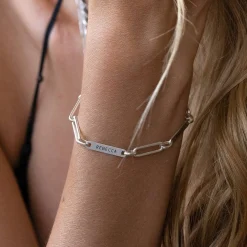Ivy Name Paperclip Chain Bracelet - Silver